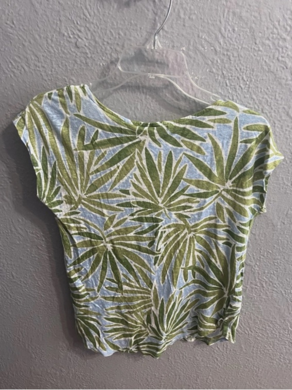 Women's Short Sleeve Palm Leaf Tee in Green